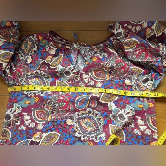 Sundance Belladonna Beauty Peasant Blouse 3/4 Sleeve Floral Cotton Top - Picture 15 of 16